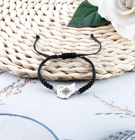 Fifty State Bracelet Expandable Travel Bracelet Country Map Charm Jewelry Gift for Women Teens Best Friend Bracelet New Begining Gifts﻿ With Jewelry Box in Saudi Arabia