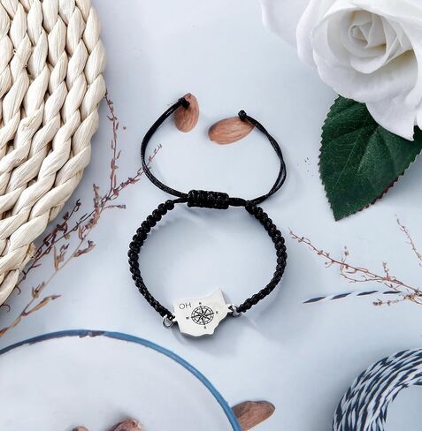 Fifty State Bracelet Expandable Travel Bracelet Country Map Charm Jewelry Gift for Women Teens Best Friend Bracelet New Begining Gifts﻿ With Jewelry Box in Saudi Arabia