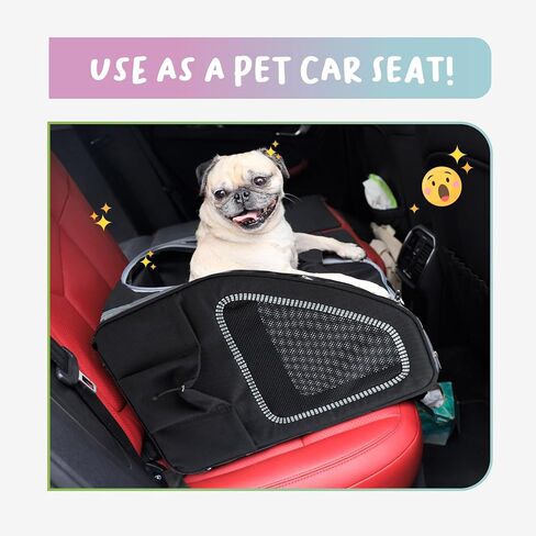 Petique 5-in-1 PET Carrier, Features: Rolling, Top Handle, Backpack, Luggage Attachment, Car Seat All in ONE for Small to Medium Dog, Cat, Bunny, Supports Pets up to 25LBS - Pepper in Saudi Arabia