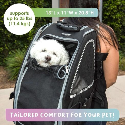 Petique 5-in-1 PET Carrier, Features: Rolling, Top Handle, Backpack, Luggage Attachment, Car Seat All in ONE for Small to Medium Dog, Cat, Bunny, Supports Pets up to 25LBS - Pepper in Saudi Arabia