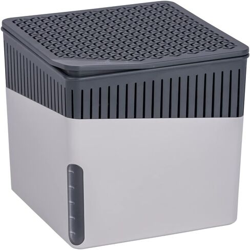 WENKO Portable Dehumidifier Cube Design, Compact and Rechargeable Dehumidifier for Bathroom, Closet, Bedroom, Garage, Covers up to 2800 Cubic Feet, 2.2lbs, Gray, 6.18 x 6.5 x 6.5 in Saudi Arabia