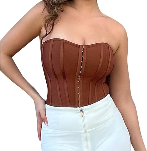 ZGMYC Women's Sexy Boned Corset Bustier Sweetheart Neck Strapless Crop Tube Tops Push Up Body Shaper in Saudi Arabia