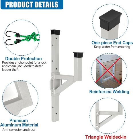 Aluminum Side Mount Trailer Ladder Rack, Lightweight Rustproof Adjustable Ladder Rack for Open and Enclosed Trailer Exterior Side Wall, 150 LBS Capacity - Carry 1 Ladder in Saudi Arabia