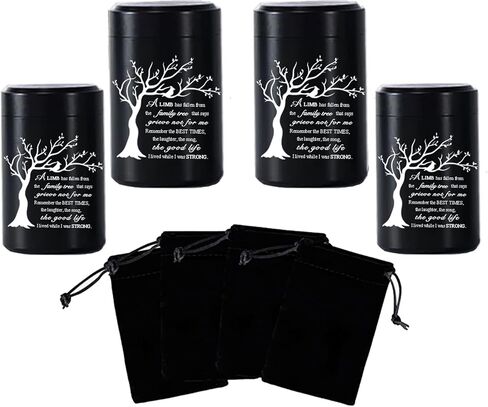 Small Urns for Ashes - Set of 4，2.7 inch Aluminium Mini Urns, Cremation Urns for Human/Pet Ashes, Ashes Holder, Small Keepsake urns-A Limb has Fallen from The Family Tree, Blue in Saudi Arabia