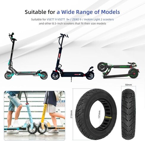 إطار سكوتر ulip 8.5x2(50-134) صلب بديل للعجلات الأمامية والخلفية لدراجات VSETT 9 9+ ZERO 9 Inokim Light 2 سكوتر باللون الأسود in Kuwait