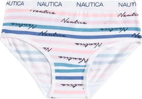 ملابس داخلية قصيرة للفتيات من Nautica - 10 قطع ملابس داخلية كاجوال قابلة للتمدد وحزام خصر متوسط ​​الخصر - ملابس داخلية قطنية للفتيات (4-12)، مقاس 7-8، وردي/مطبوع/رمادي منقط/أزرق/مخطط in Saudi Arabia