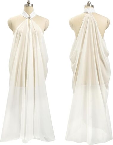 DAZCOS Chiffon Shawls Cape for Women Tulle Cloak Sheer for Evening Glamour Dresses Wedding Collared Halter Capelet in Kuwait