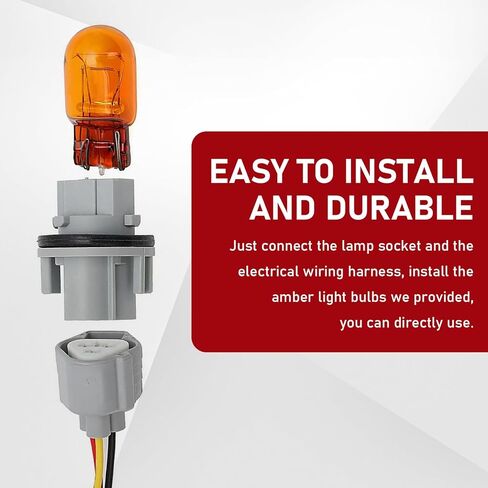 مجموعة واحدة من لمبة الإضاءة الأمامية للسيارة موصل مقبس لمبة إشارة الانعطاف، لمبة هالوجين مضادة للماء عالية السطوع ومضادة للأشعة فوق البنفسجية مع حزام تمديد، متوافقة مع نيسان روج ألتيما باثفايندر (رمادي) in Kuwait