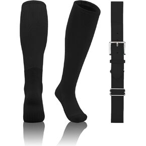 QBK 2T/3T/4T/5T Toddler Baseball Socks And Belt Youth Softball Tee Ball Combo Set for Boy Girl (1 Pairs of Socks & 1 Belt)