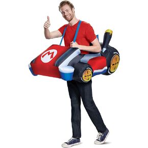 Disguise Men's Kart, Official Nintendo Super Mario Bros Inflatable Costume, Red, Adult Size