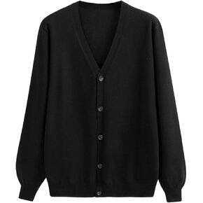 SHENHE Men's V Neck Button Down Long Sleeve Cardigan Casual Streetwear Sweater Top