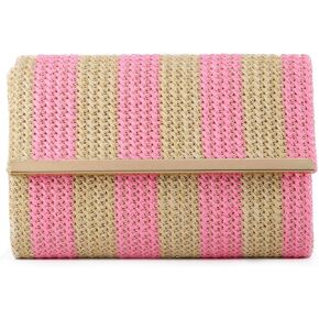 KUANG! Straw Clutch Purse Women Woven Straw Shoulder Bags Summer Beach Envelope Handbag Wallet