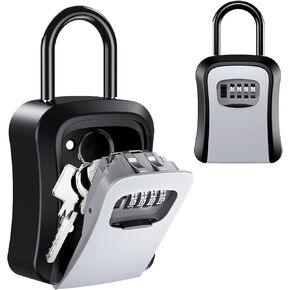 AMIR Key Lock Box Wall Mounted, Lock Box for House Key, 4 Digit Combination Lockbox for Keys with Resettable Code, Lockbox for Key Storage Outdoor Realtors (1 Pack)