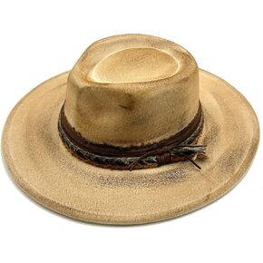 Classic Wide Brim Fedora Hat for Women Man Floppy Panama Hat Western Felt Outdoor Hat with Band Sun Protection
