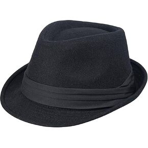 Men's Classic Derby-Fedora-Hat Manhattan-Gangster Hat Short Brim Trilby Hat Panama Summer Beach Sun Hat(Size:S)