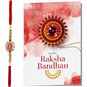 Elegant Rakhi for Brother With Raksha Bandhan Card - Rakhi Bracelet for Brother Rakhi for Bhaiya, Bhai Rakhi with Card, Rakhi Thread, Bro Rakhi, Rakhi Gifts for Brother - For Raksha bandhan, Rakhi, Festival