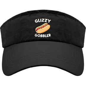 Funny hot Dog glizzy Gobble Hat Sun Visor Hat for Adult Visor Hats Packable Golf Cap, One Size-Medium, Allblack