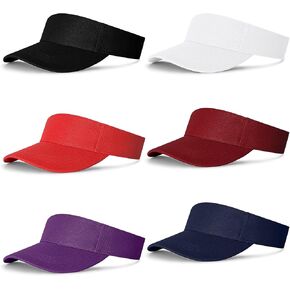 6 Pieces Sun Visor Hats for Women and Men Adjustable Sun Protection Cap Hats (One Size Adjustable)