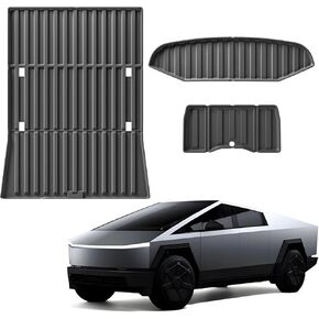 KIKIMO 3PCS Truck Bed Mat Set for Cybertruck 2024 2023, Cargo Mat for Tesla Cybertruck Accessories, TPE All-Weather Heavy Duty Frunk Mat Truck Bed Liner Rear Sub Trunk Mat