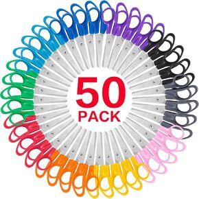 50 Pack Kids Scissors, 5 Inch Bulk Scissors for School, Blunt Tip Scissors for Child Student Teacher, Kids Safety Scissors for Preschool Classroom Office Home, School Supplies Craft Cutting Paper
