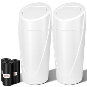 Keweis Car Trash Can with Lid, 2 Pack Car Cup Holder Garbage Cans, Mini Leakproof Vehicle Trash Bin with 60pcs Trash Bags, Organizers and Storage for Car, Home, Office (Black)