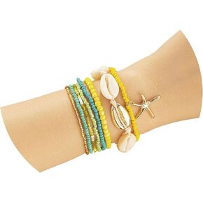 7Pcs Beach Surfer Wave Bracelet for Women,Ocean Wave Adjustable Waterproof Handmade Braided String Beaded Bracelet Friendship Bracelet Anklets Summer Jewelry for Girls in Kuwait