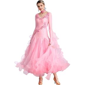 Flash Rhinestone Ballroom Dance Waltz Tango Standard Competition Dance Dress
