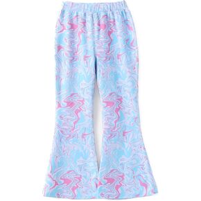 PATPAT Girls Leggings Wide Leg Elastic Waist Flare Bell Bottom Floral High Waist Long Pants 6-12 Years