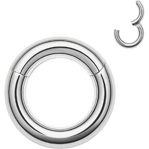MissNity 4G 6G 8G 10G 12G Clicker Rings 316L Surgical Steel Hinged Segment Hoop for Septum and Cartilage Earlobe Piercings, Diameter 10mm 12mm 14mm