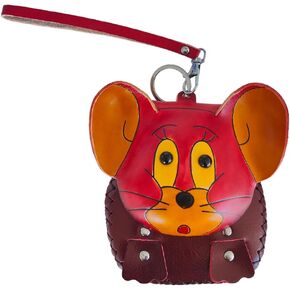 1 Pcs Leather Zipper Coin Purse Mouse Shaped Wallet, Wrist Bag,Hand Bag,Coin Organizer, Change Holder,Card Case, Mini Leather Zipper Storage Bag for Women