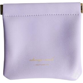 Purple Faux Leather Squeeze Coin Purse Coin Pouch Change Holder For Men and Women Cosmetic Makeup Bag Waterproof USB Cables Earbuds Headphones Storage Bag Jewelry Pouch Bag Coin Purses