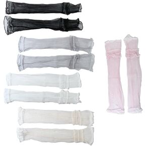 5 Pairs Lace Arm Sleeve, Women Arm Sleeves Long Driving Lace Gloves Sun Protection UV Protection Fingerless Arm Sleeve for Women Outdoor