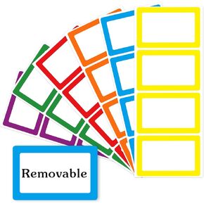 2" x 3" 200 PCS Name Labels, Waterproof Blank Name Tag Stickers with Permanent Adhesive Writable Stickers with Metallic Gold Border for School Office Home