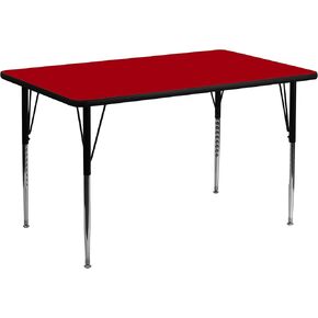 Flash Furniture 30''W x 60''L Rectangular Yellow Thermal Laminate Activity Table - Standard Height Adjustable Legs