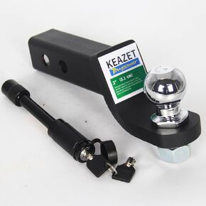 Trailer Hitch Ball Mount with 2 in Ball & 5/8" Hitch Lock Fits 2 Inch Receiver Drawbar 2 Inch Square and Ballmount Towing 6000lbs Capacity Ball Hitch (Black)