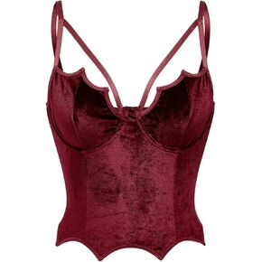 SHENHE Women's PU Leather Cut Out Sexy Bustier Asymmetrical Corset Goth Crop Club Top