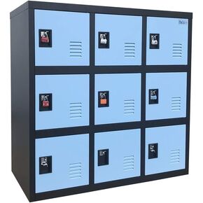 MECOLOR Metal Kids Locker for Girls Bedroom and Playroom Storage for Clothes,Bags,Toys and Book (Blue, 9D)