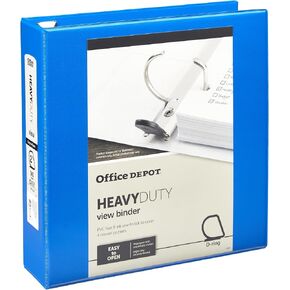 Office Depot® Brand Heavy-Duty Easy Open® D-Ring View Binder, 2" Rings, 54% Recycled, Blue