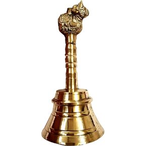 Pooja Bell with Nandi Sitting on top Made of Top Brass - 12 cms high