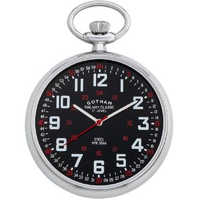 Gotham Men's Stainless Steel Mechanical Hand Wind Railroad Pocket Watch # GWC14100SB in Kuwait
