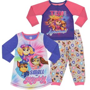 Paw Patrol Girls Pajama Set, 3-Piece Polyester, Pink/Purple