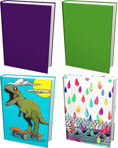Easy Apply, Reusable Book Covers 4 Pk. Best Jumbo 9x11 Textbook Jackets for Back to School. Stretchable to Fit Most Large Hardcover Books. Perfect Fun, Washable Colors for Girls, Boys, Kids and Teens in Saudi Arabia