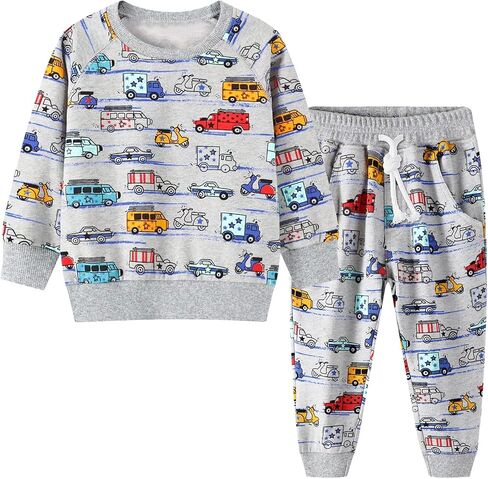 DDSOL Toddler Boys Outfit Dinosaur 2-Piece Long Sleeve Sweatshirt Top and Pant Playwear Set in Saudi Arabia