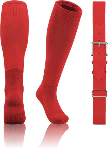 QBK 2T/3T/4T/5T Toddler Baseball Socks And Belt Youth Softball Tee Ball Combo Set for Boy Girl (1 Pairs of Socks & 1 Belt) in Saudi Arabia