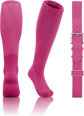 QBK 2T/3T/4T/5T Toddler Baseball Socks And Belt Youth Softball Tee Ball Combo Set for Boy Girl (1 Pairs of Socks & 1 Belt) in Saudi Arabia