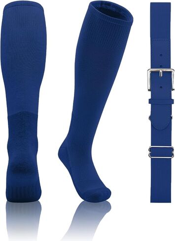 QBK 2T/3T/4T/5T Toddler Baseball Socks And Belt Youth Softball Tee Ball Combo Set for Boy Girl (1 Pairs of Socks & 1 Belt) in Saudi Arabia