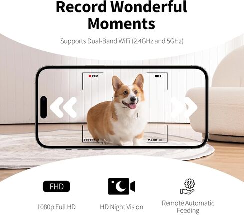 وحدة تغذية تلقائية للقطط مع كاميرا، وحدة تغذية للقطط بتقنية WiFi مع رؤية ليلية للفيديو بدقة 1080 بكسل عالية الدقة، وحدة تغذية تلقائية للحيوانات الأليفة للقطط والكلاب، التحكم عن بعد في التطبيقات، تسجيل الصوت والفيديو، موزع طعام القطط في الوقت المناسب in Kuwait