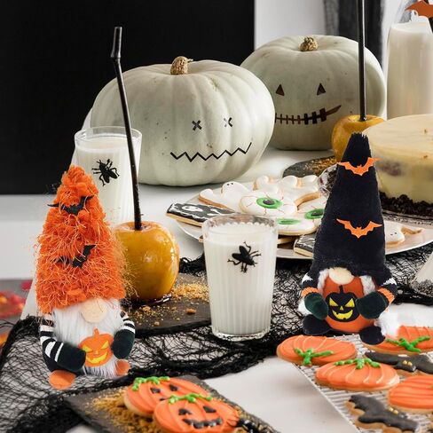 ديكورات جنوم الهالوين، قطعتان من زخارف الخفافيش المصنوعة يدويًا من تومتي السويدية، دمية قزم قطيفة من نيسيه جنوم الرائعة لحفلات الهالوين وديكور المنزل والمكتب in Kuwait