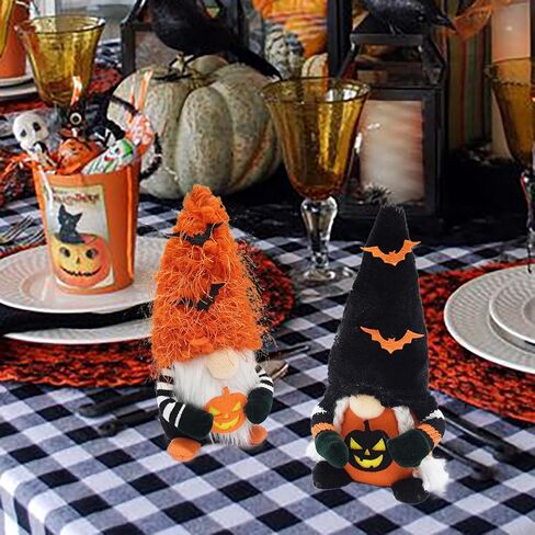 ديكورات جنوم الهالوين، قطعتان من زخارف الخفافيش المصنوعة يدويًا من تومتي السويدية، دمية قزم قطيفة من نيسيه جنوم الرائعة لحفلات الهالوين وديكور المنزل والمكتب in Kuwait