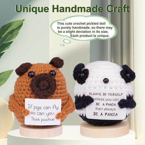Handmade Emotional Support Pig Car Ornament, Funny Positive Crochet Pig Doll Car Dashboard Decoration Gift with Wooden Base for Car Home Office(White) in Saudi Arabia
